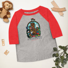 Load image into Gallery viewer, Juneteenth &#39;23 Cookout Toddler 3/4 Sleeve Raglan Baseball Shirt

