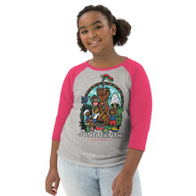 Load image into Gallery viewer, Juneteenth &#39;23 Cookout Youth Raglan Baseball Shirt
