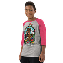 Load image into Gallery viewer, Juneteenth &#39;23 Cookout Youth Raglan Baseball Shirt
